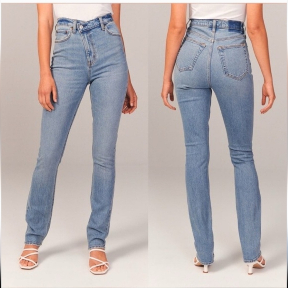 Abercrombie & Fitch '90s Straight Ultra High Rise Jeans Size 26/2 XS Assymetric